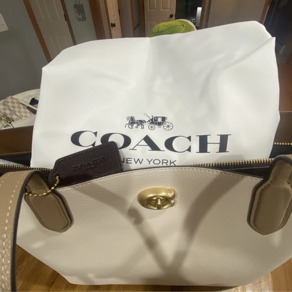 Coach Large Leather Willow CB Tote, Chalk White/Multi - Picture 6 of 7